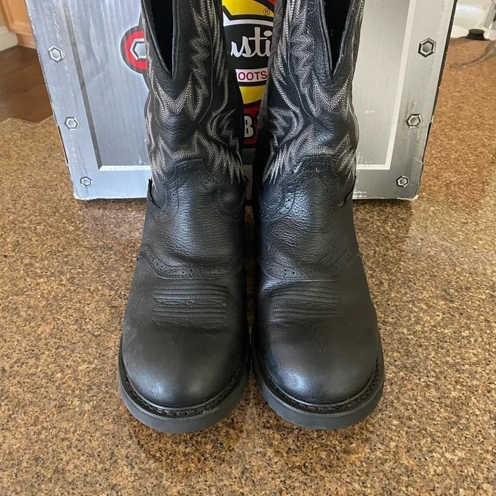 Justin Boots WK4691 Men's Black Oiled Boots New in Box  Size 11 1/2​​​​​​​​​​ - Picture 2 of 9